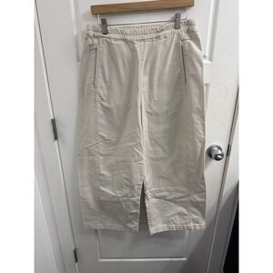 Pilcro Anthropologie Womens Cream Wide Leg Utility Pants Elastic Waist Size M